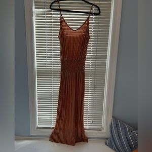 Burnt Orange Striped Midi Dress